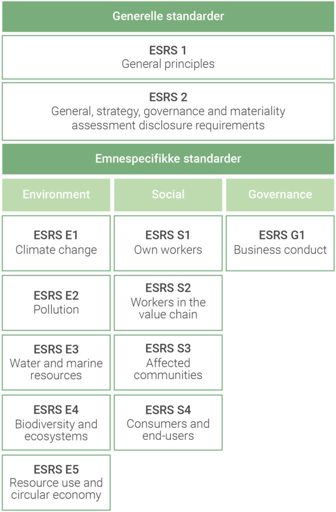 European Sustainability Reporting Standard, ESRS, struktur